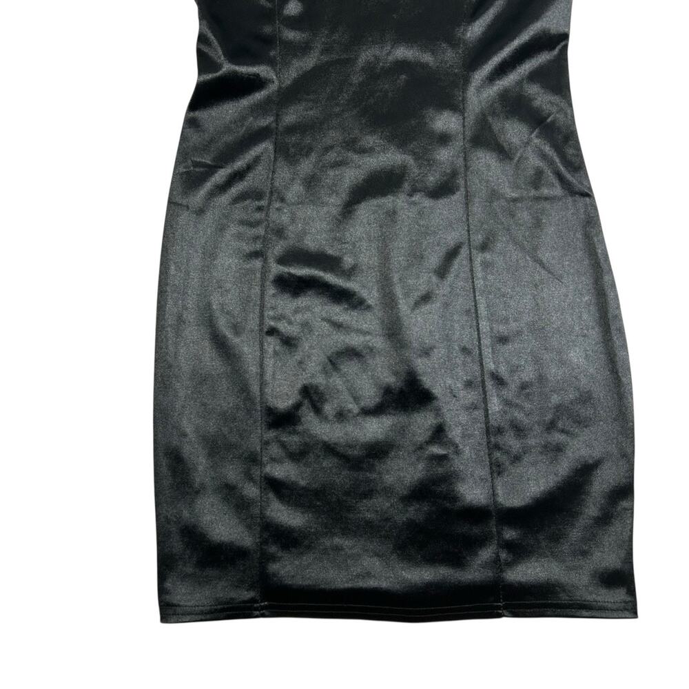 Better Be Little Black Satin Slip Dress Bodycon Sexy Sz S Spaghetti Strap Mini - Picture 3 of 12